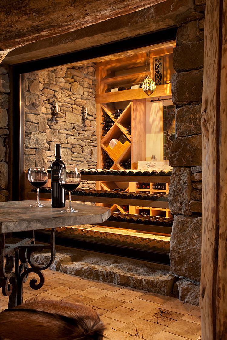 Wine cellar and tasting area at the lovely Yellowstone Club retreat