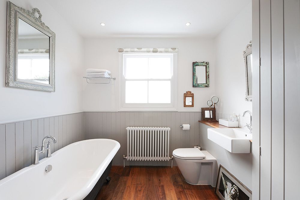 A balance between gray and white in the Victorian bathroom