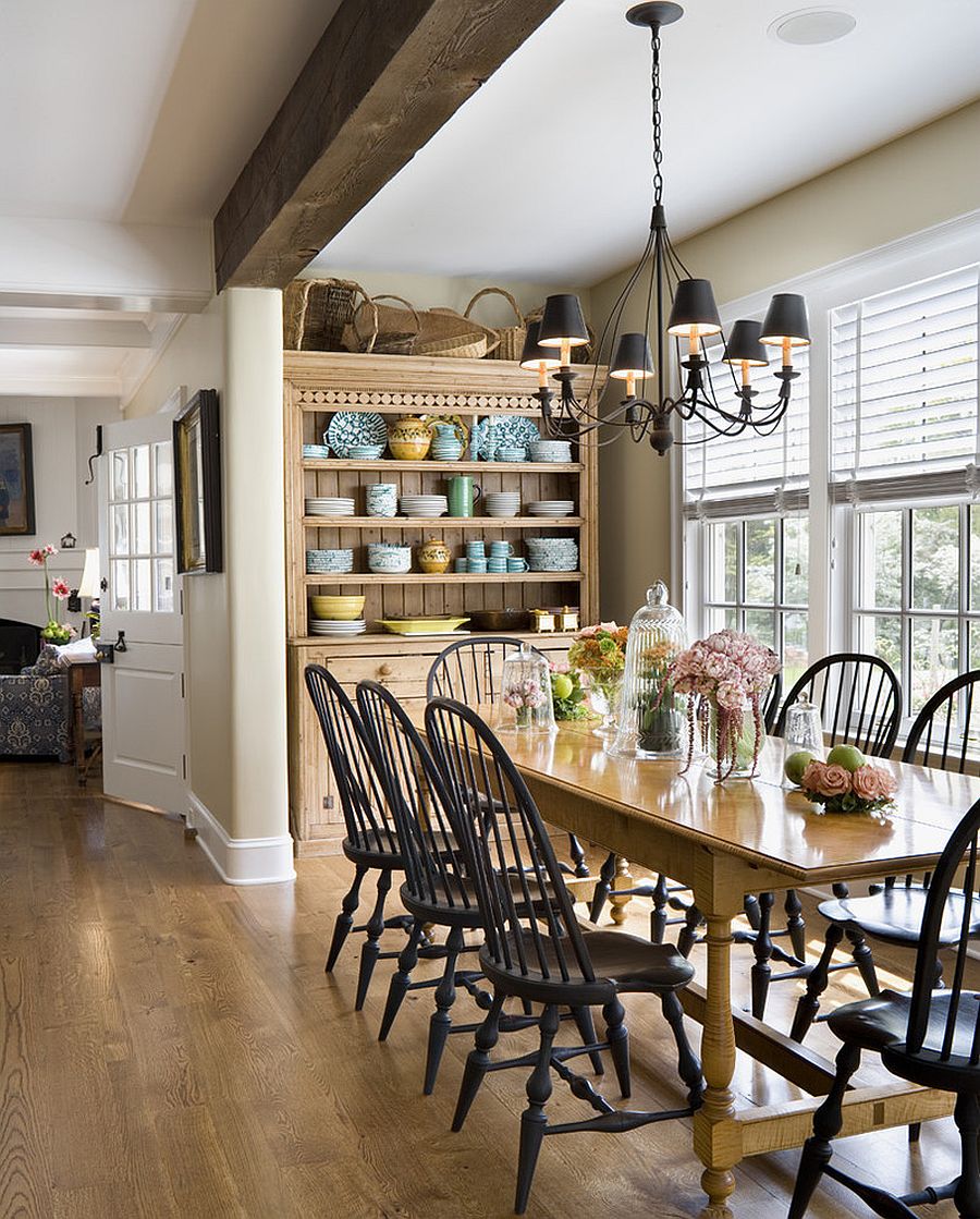 Antique hutch in the dining room helps store your precious china