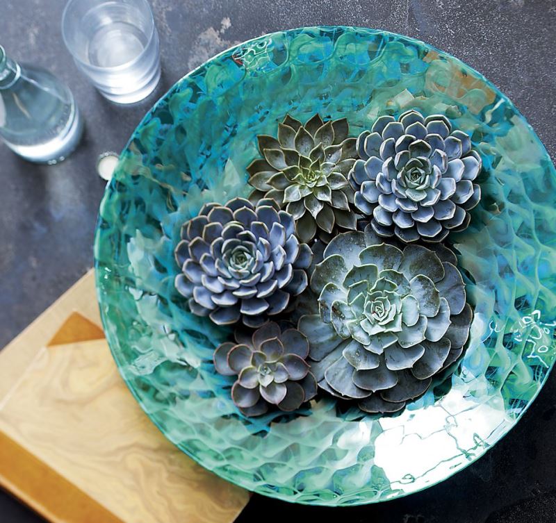 Aqua centerpiece bowl from Crate & Barrel