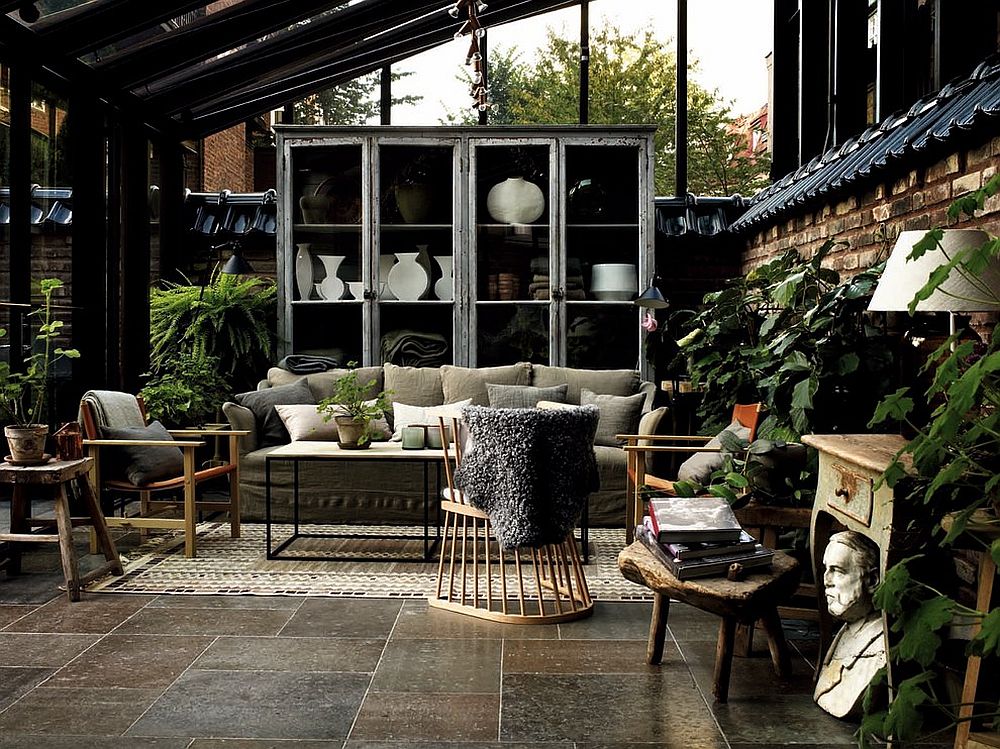 Awesome sunroom blends Scandinavian and tropical flavors! [From: Nordfjell Collection]