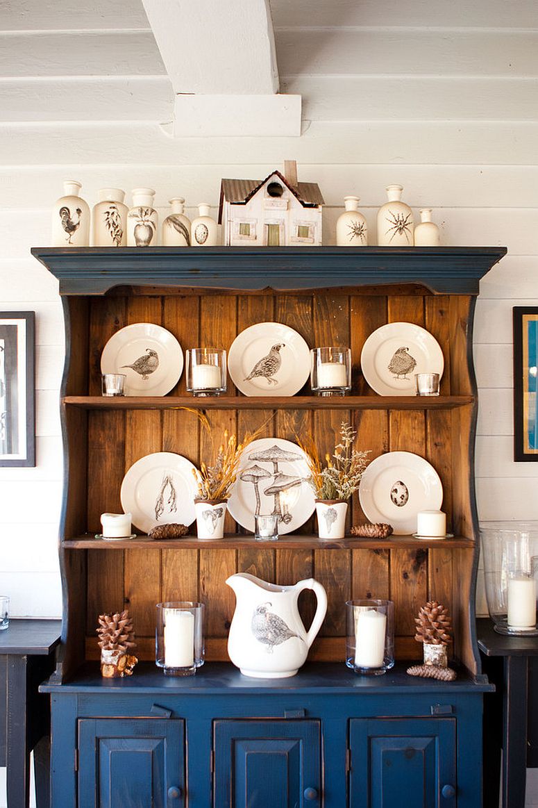 Beautiful dining room hutch combines display and storage spaces effortlessly