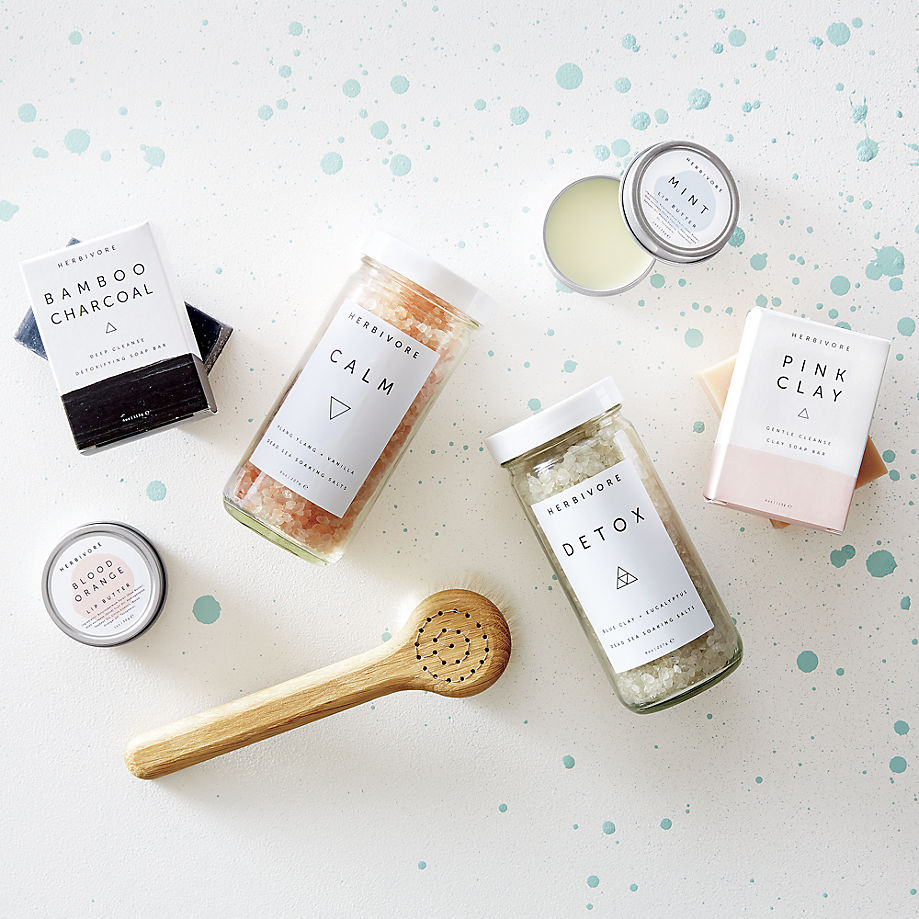 Beautifully packaged Herbivore bath products