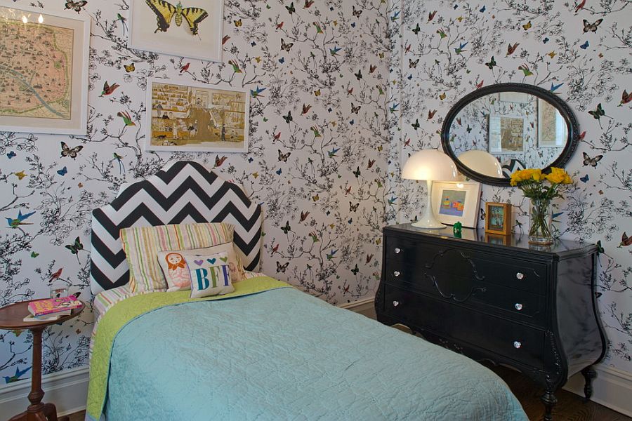 Birds and Butterflies wallpaper redefines contemporary kids’ room [Design: Nastasi Vail Design]