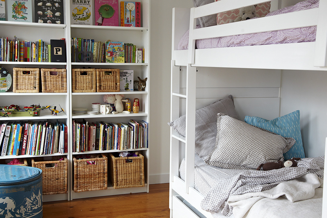 Bookshelf with handy baskets