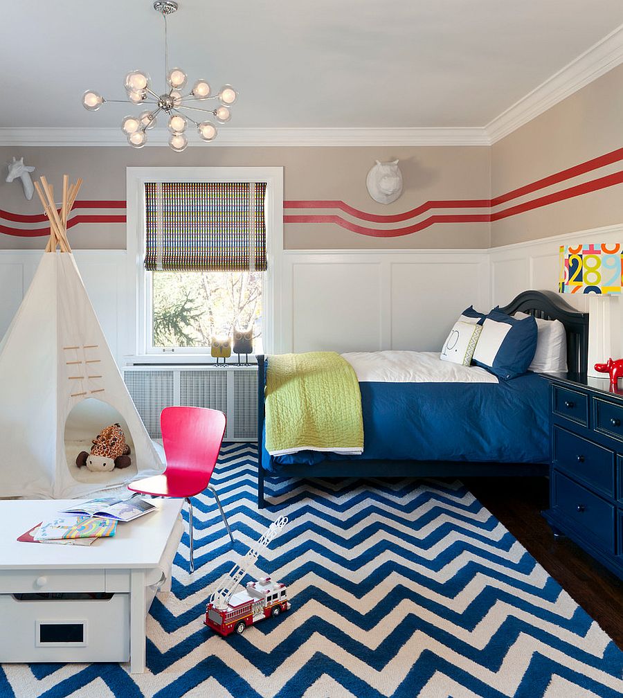 Bright chevron rug for the transitional kids room