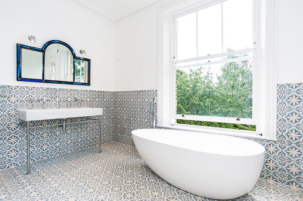 Combine white with lovely tiles for a relaxing and fun bathroom [Design: Convert Construction]