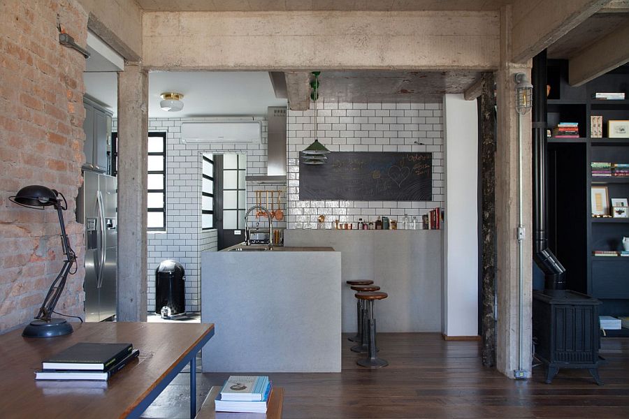 Concrete, brick, tiles and timber create a truly ingenious interior