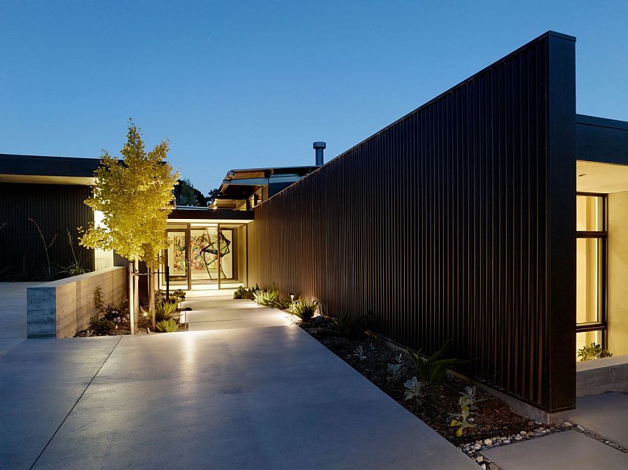 Corrugated siding shapes unique entrance for the contemporary Mill Valley Residence