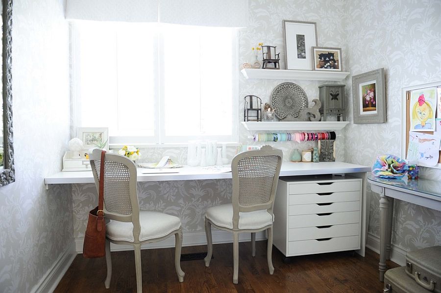 Cozy home office and crafts zone with shabby chic style [From: Simply Home Decorating / Tracey Ayton Photography]