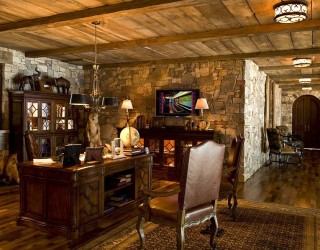 A Study in Textural Splendor: Exquisite Home Offices with Stone Walls