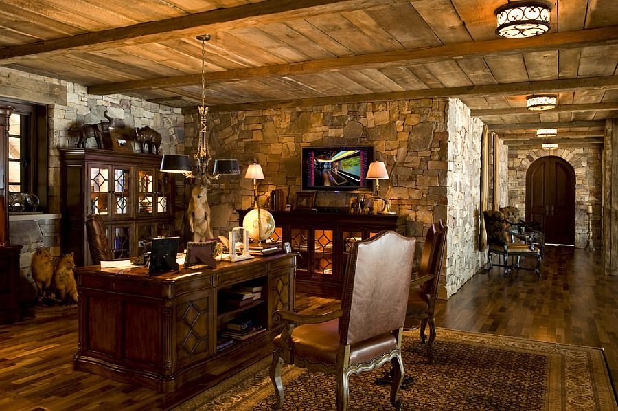 15 Exquisite Home Offices With Stone Walls