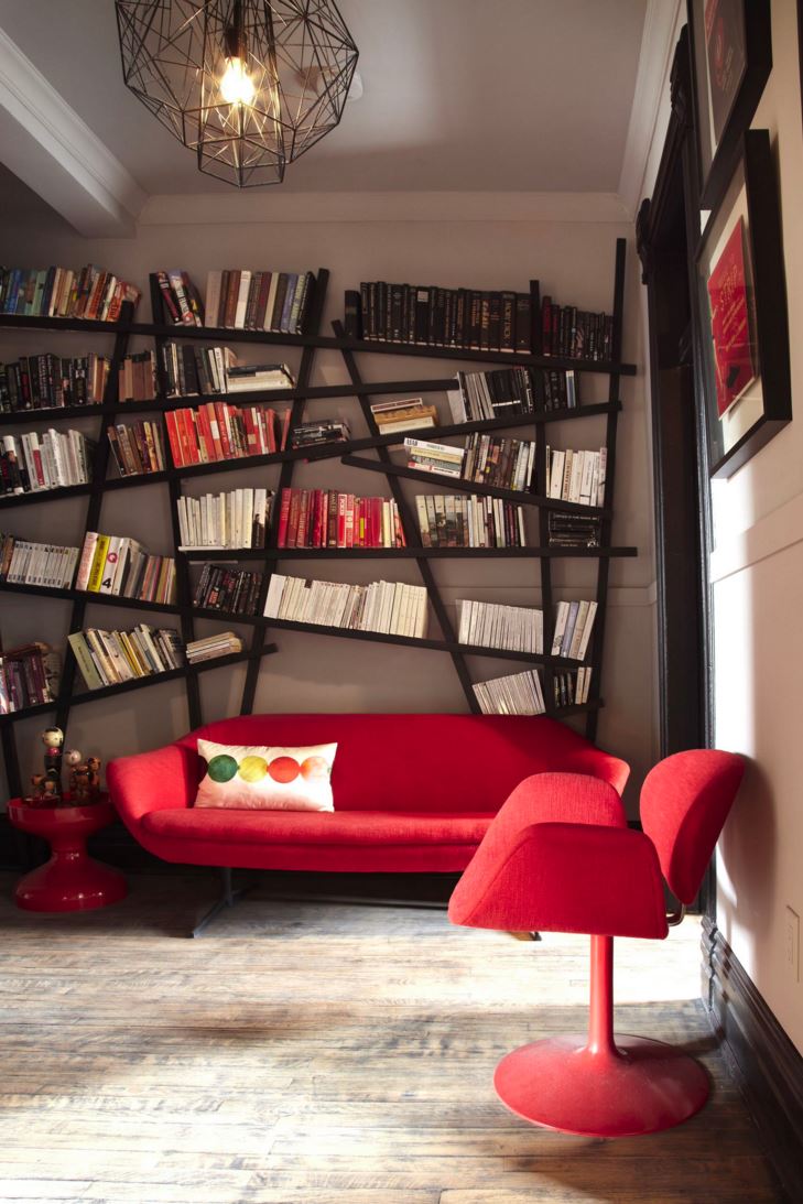 Creative bookshelf in a modern living area