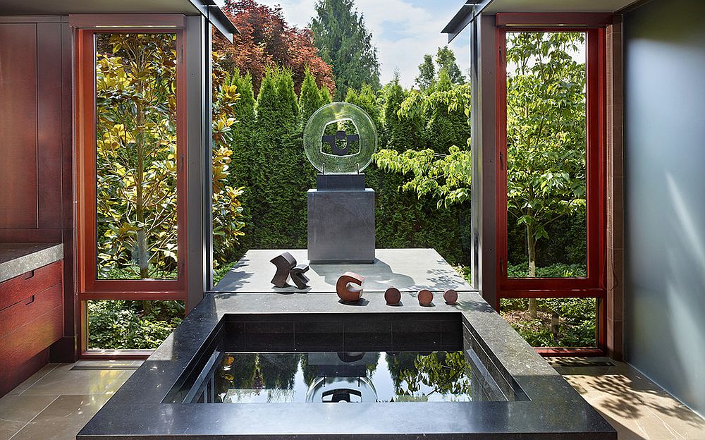 Custom designed sunken bath for the relaxing bathroom