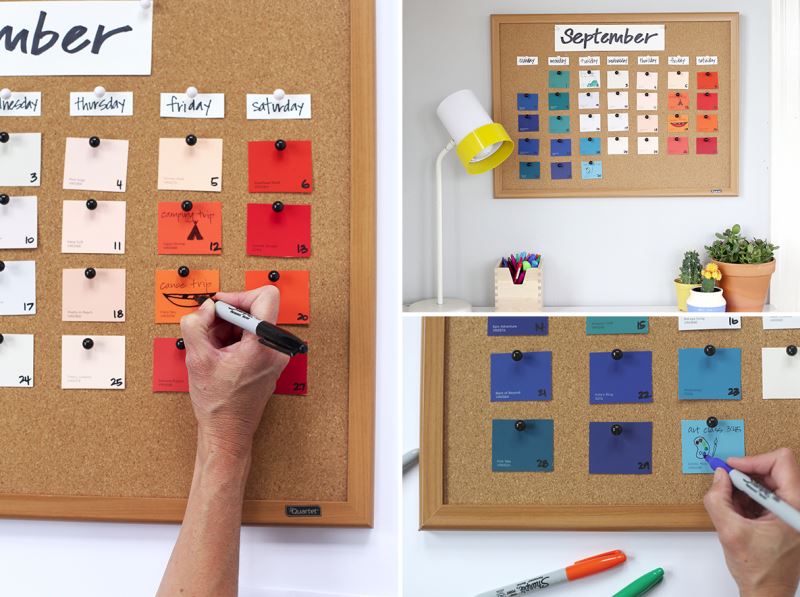 DIY paint chip calendar from Say Yes