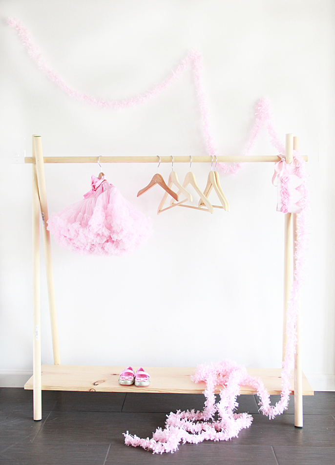 DIY wooden clothing rack from A Bubbly Life