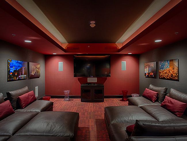 Dashing home theater with plush seating