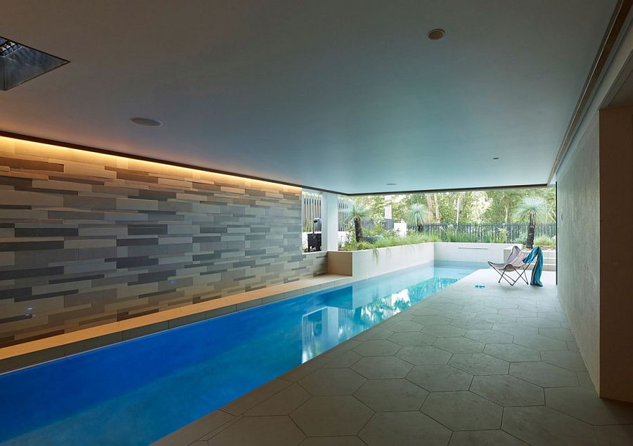 Design of the lap pool and private courtyard allows homeowners to enjoy it throughout the year