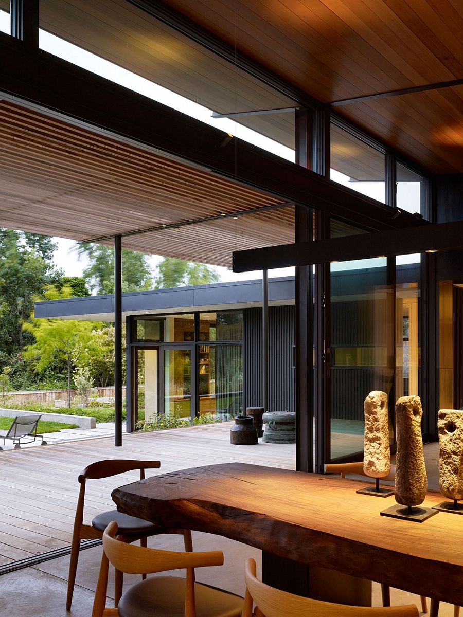 Dining area of the Mill Valley home with live ege dining table