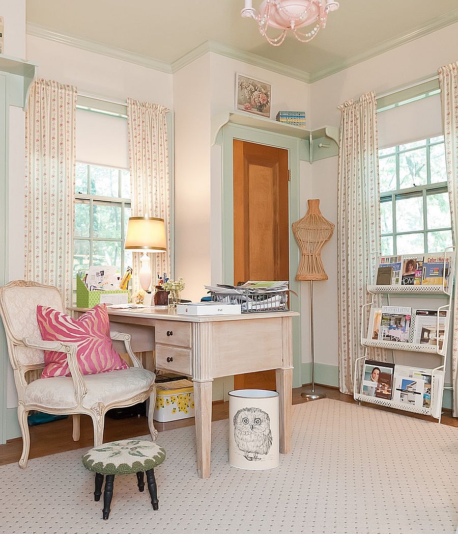 Elegant home office combines traditional and shabby chic styles [From: Kristie Barnett / Melanie G Photography]