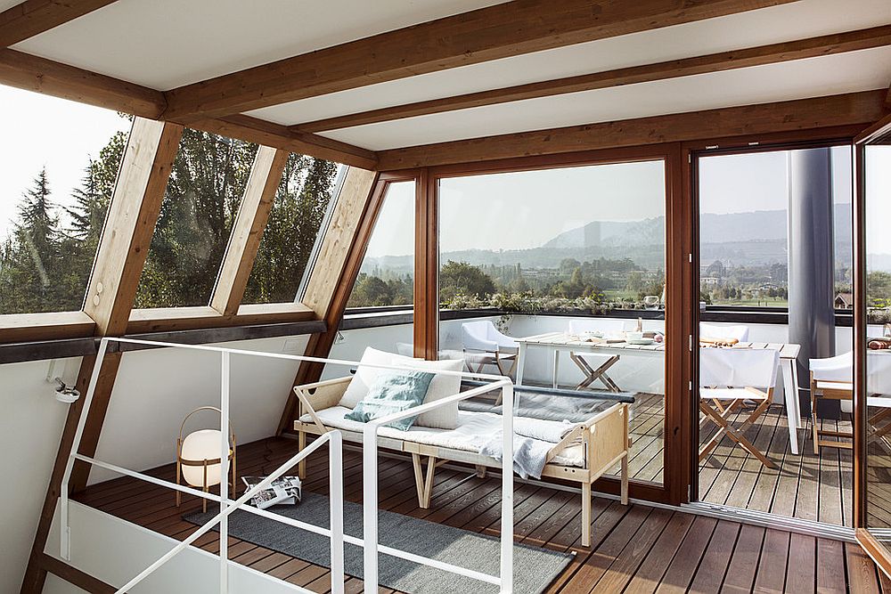 Fabulous rooftop sunroom also doubles as dining zone