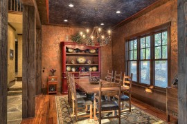 Faux painted walls and ceiling leave you spellbound in this rustic kitchen 270x180 Organizational Delight: 30 Smart Dining Room Hutches and China Cabinets
