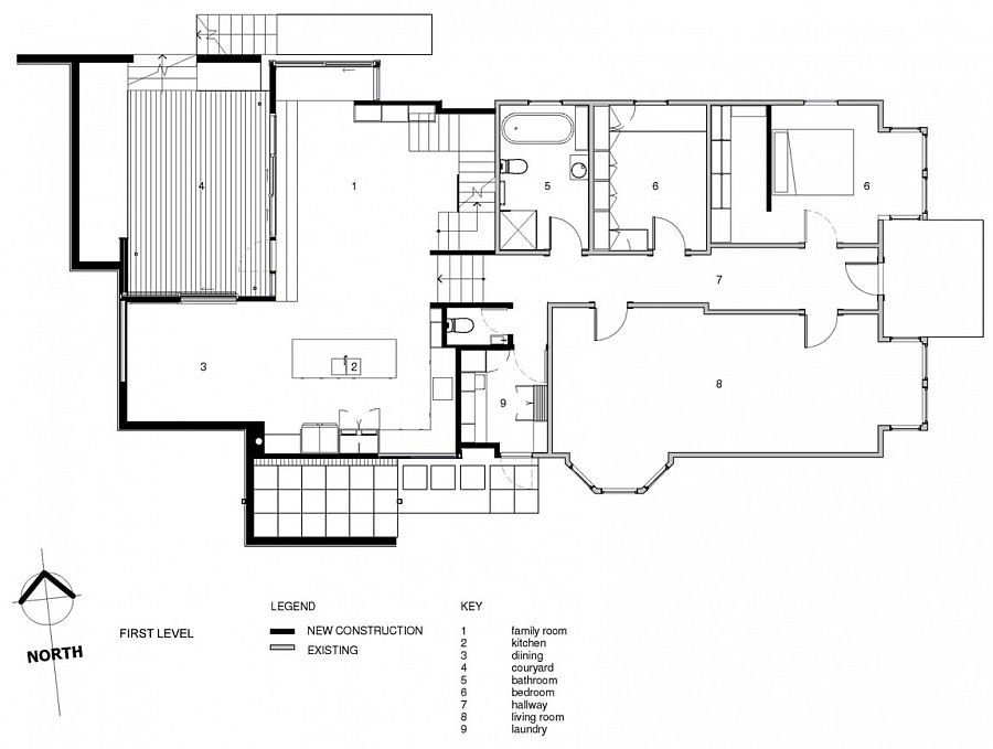 First level floor plan of the revamped Wellington villa