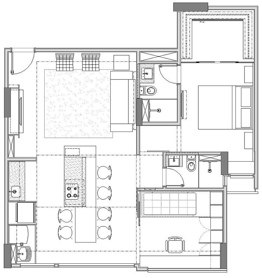 Floor plan of small contemporary apartment in Brasilla