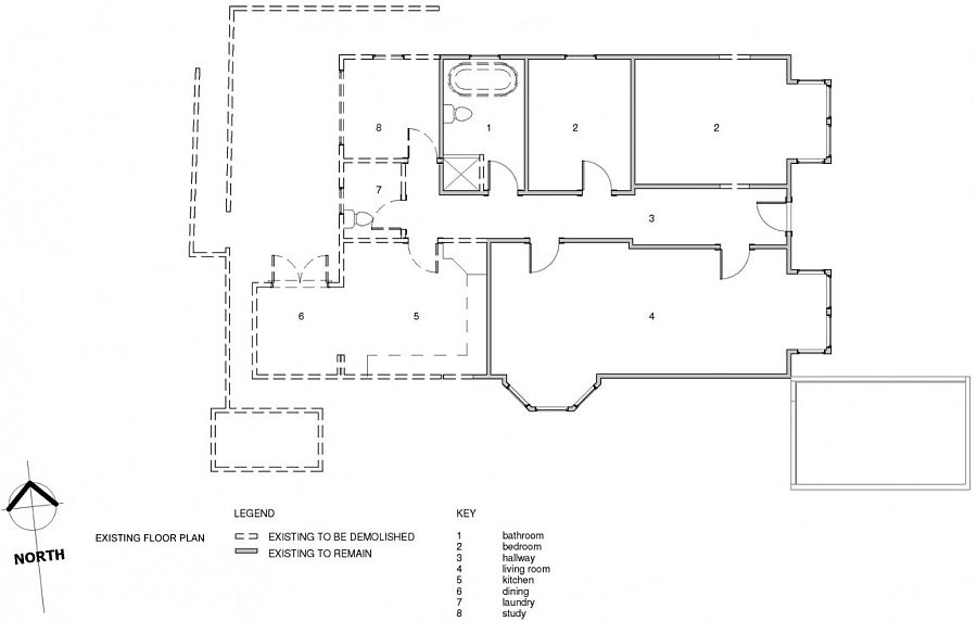 Floor plan of the spacious New Zealand home before renovation