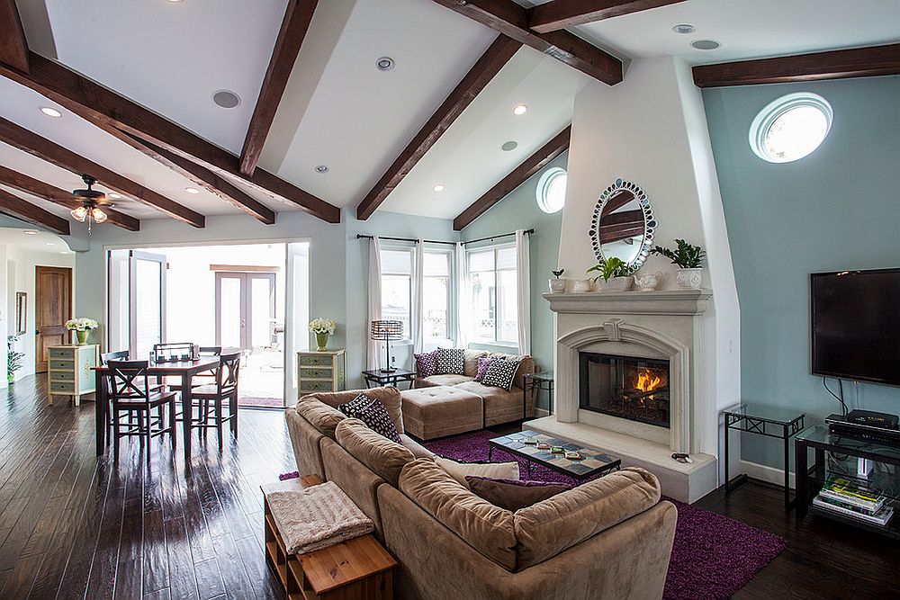 Color Palette For Open Floor Plan Viewfloor Co   Gentle Blue Shapes A Relaxing Backdrop In The Living Area 