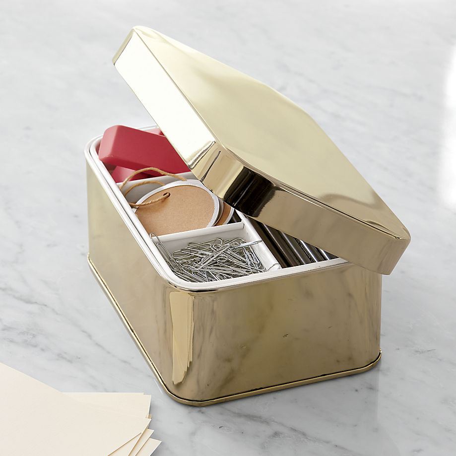 Gold desk organizer from CB2