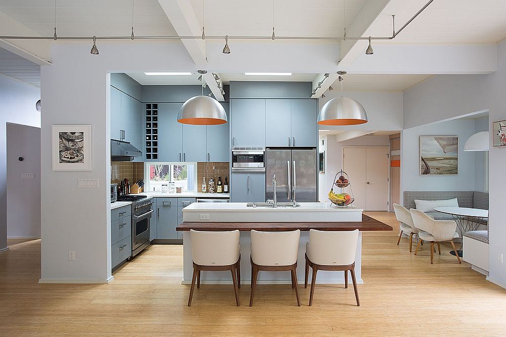 Gorgeous kitchen with an  eat-in island and banquette