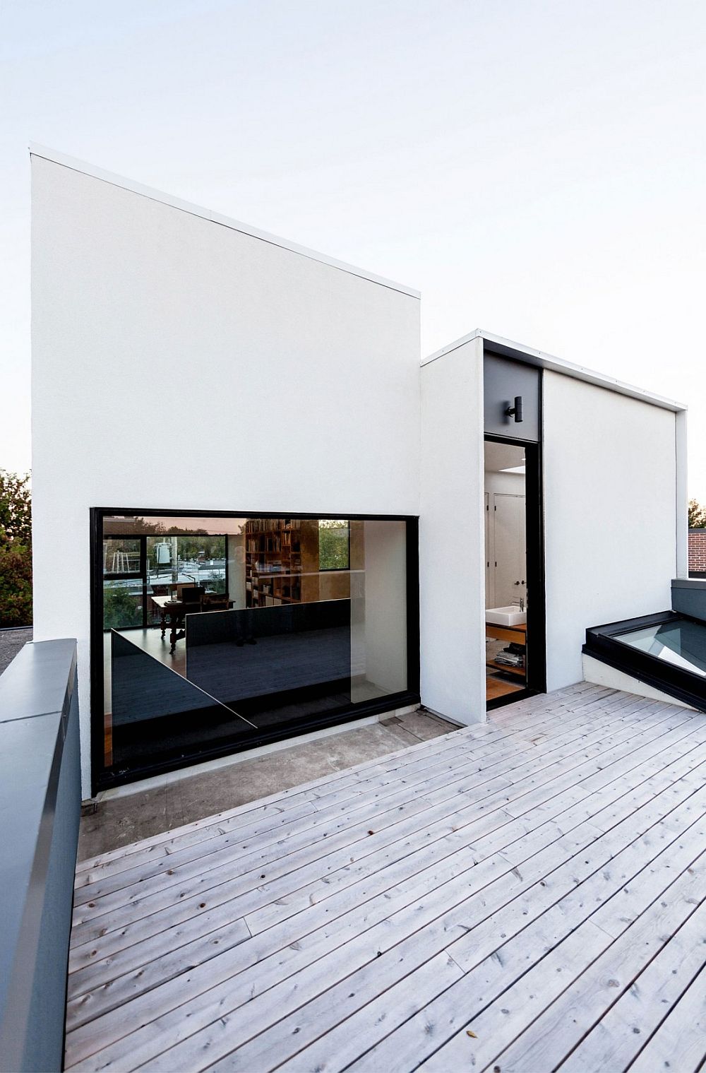 Home office on the top level of the extended Montreal duplex