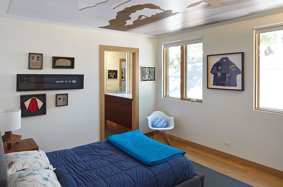 Interesting ceiling design in the kids' bedroom