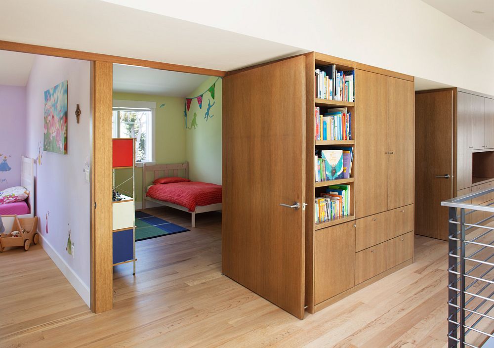 Kids' rooms with indivdual play lofts and storage gallery