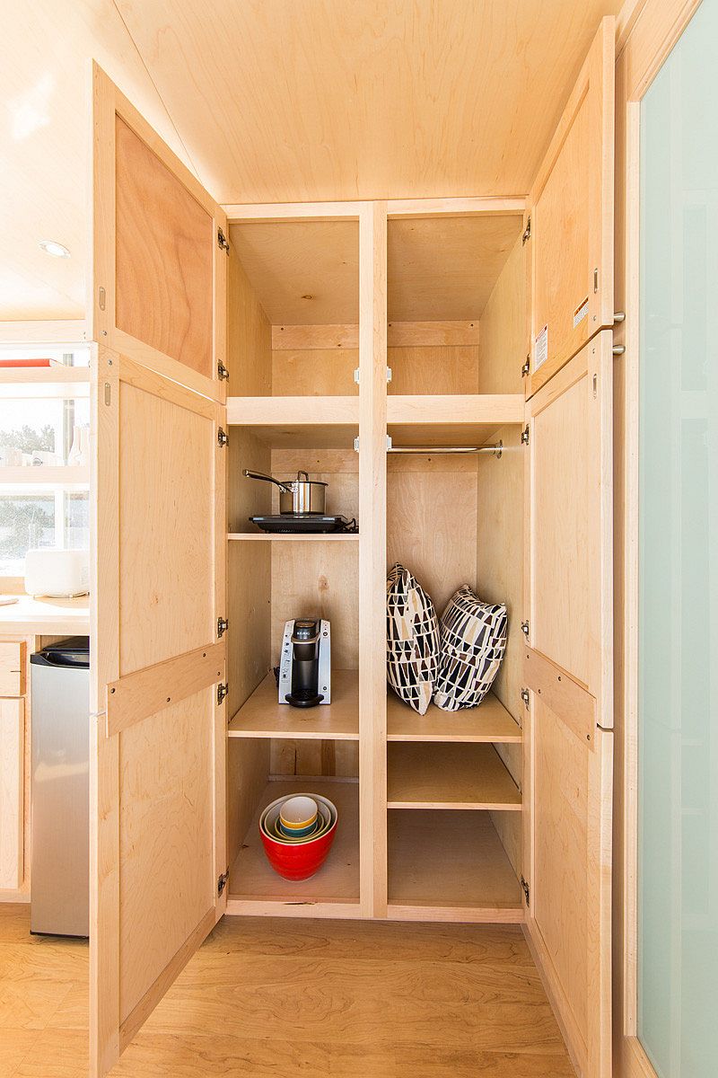 Large storage closet that doubles as pantry when needed