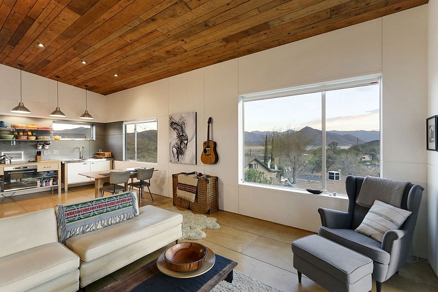 Large windows bring in the view of rugged Wofford Heights landscape