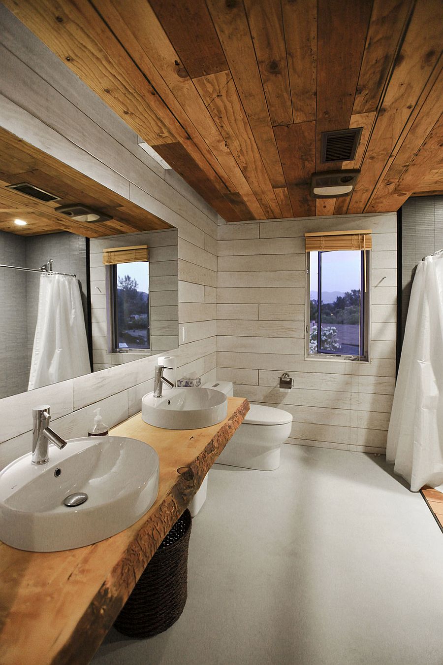 Live edge bathroom vanity with twin sinks