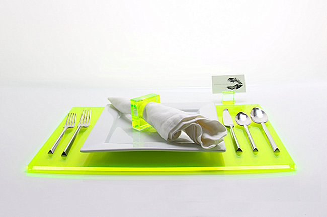 Lucite placemats from Alexandra von Furstenberg