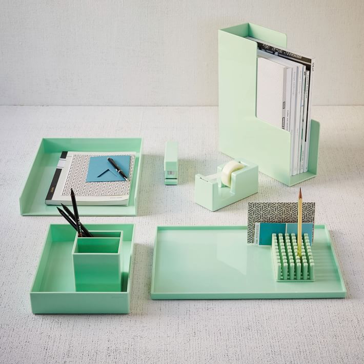 Mint office accessories from West Elm