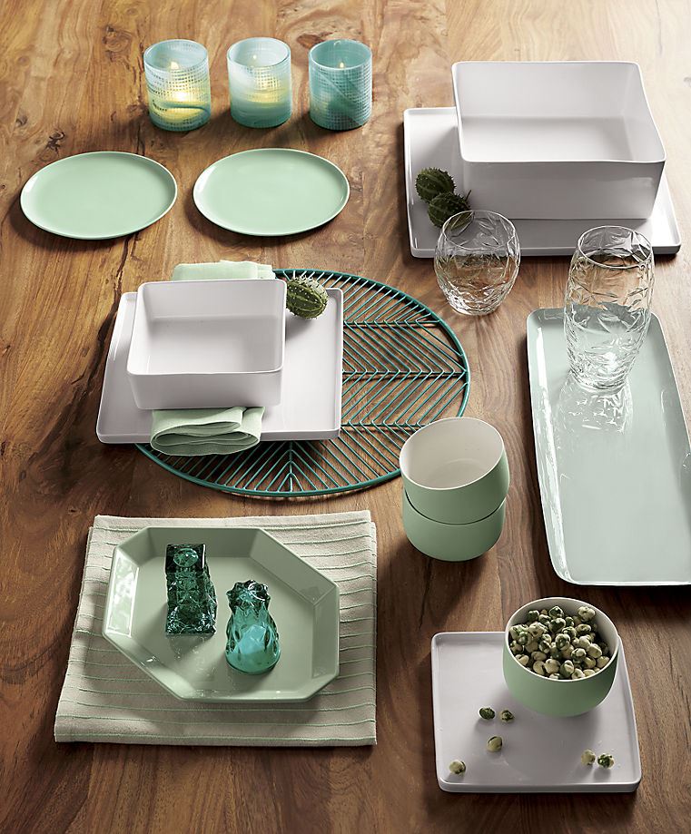 Minty table setting from CB2