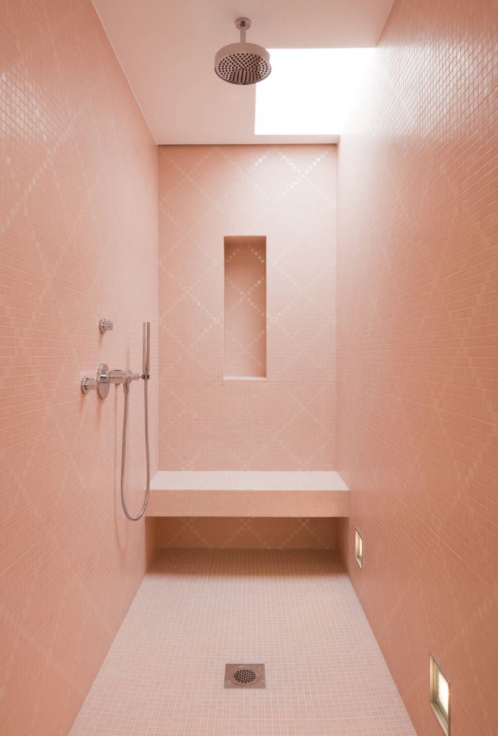 Modern pink bathroom shower