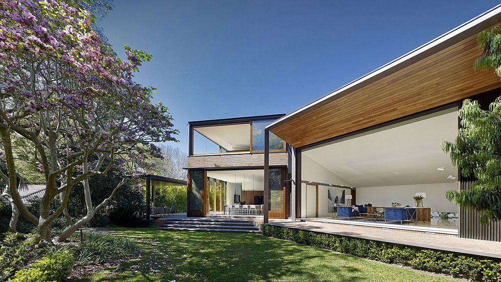 Open design of the home opens it up towards the lush green garden landscape