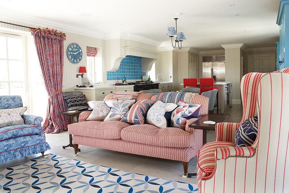 Pick analogous colors and triadic color schemes for the open floor plan [Design: Fiona Watkins Design Limited]