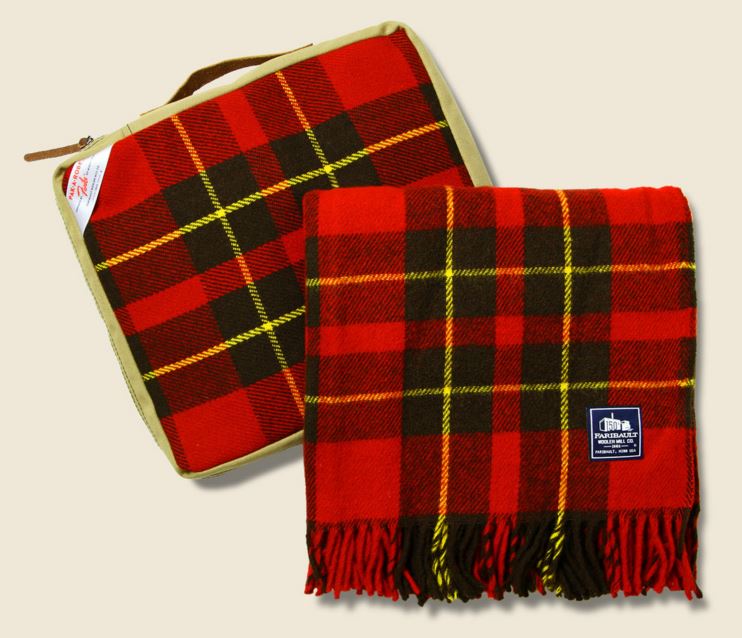 Plaid seat cushion and throw