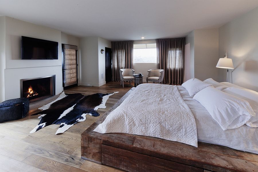 Reclaimed wooden platform bed for the modern rustic bedroom