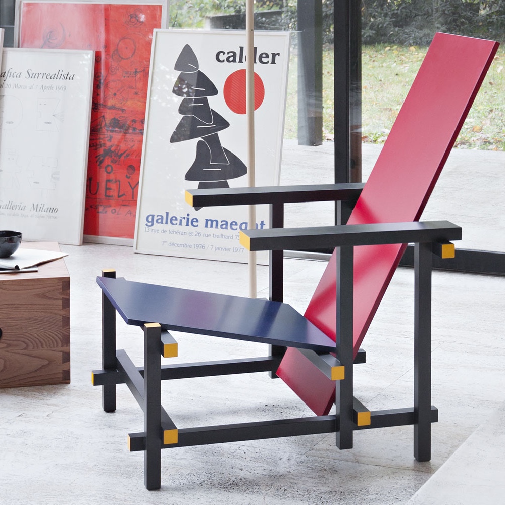 Red and Blue Chair in situ