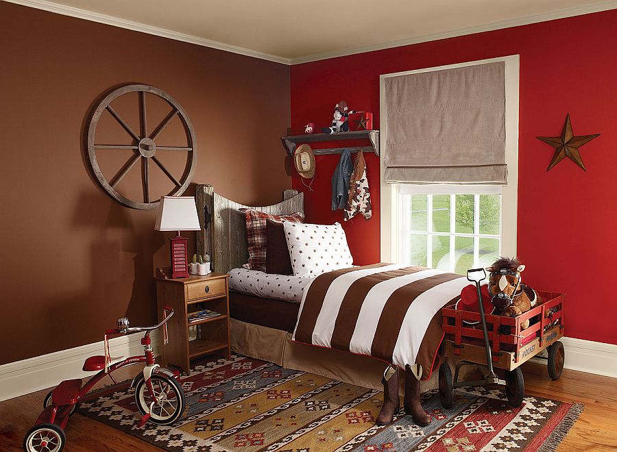 Red works well with almost any color in the kids room when used right [From: Benjamin Moore]