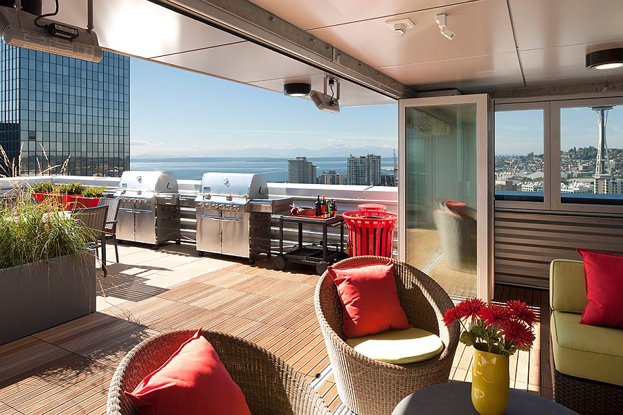 Rooftop sundeck and barbeque area of The Martin