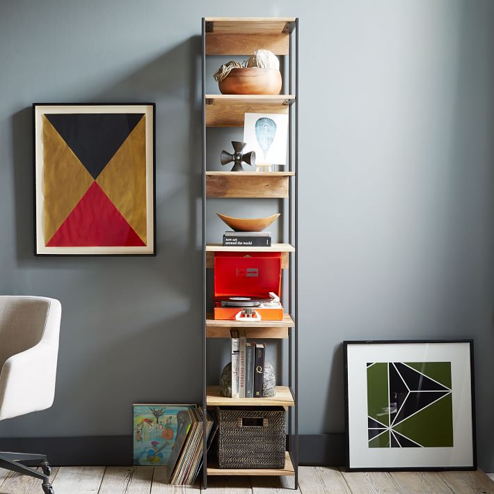 Skinny bookshelf styling